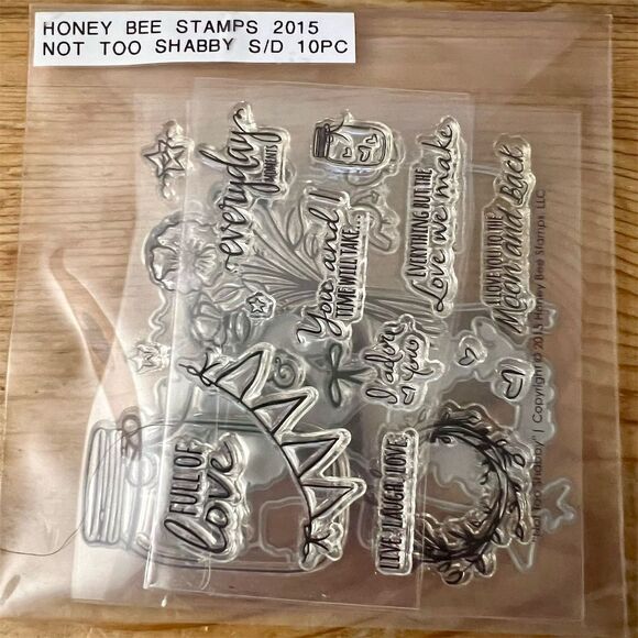 Honeybee Not Too Shabby Clear Stamps & Dies Set Crafting 2015 10PC Mint - Picture 1 of 3